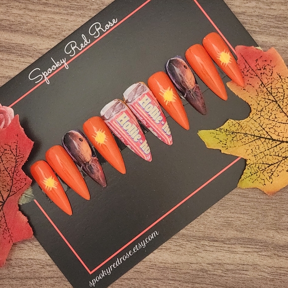 Trick R Treat Sam dark horror handpainted press on nails size Large - Picture 1 of 2